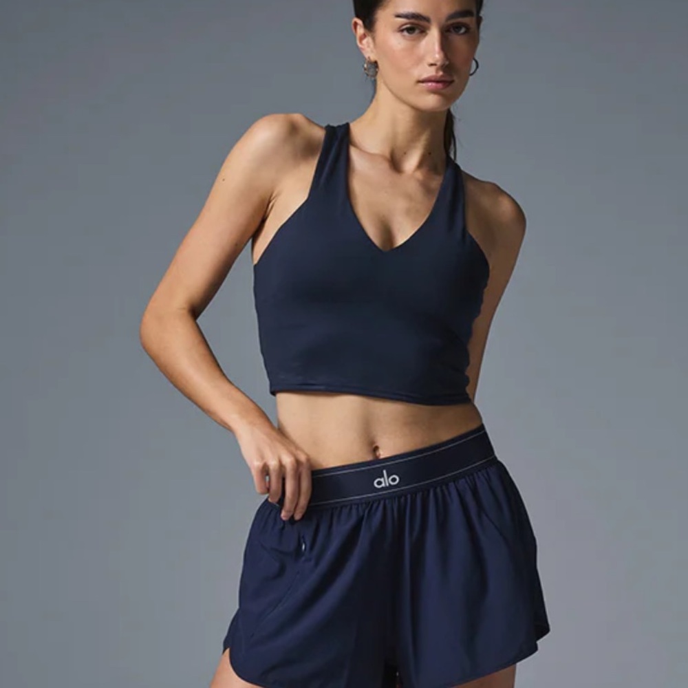 ALO YOGA Airbrush Real Bra Tank, Nvy, Size S